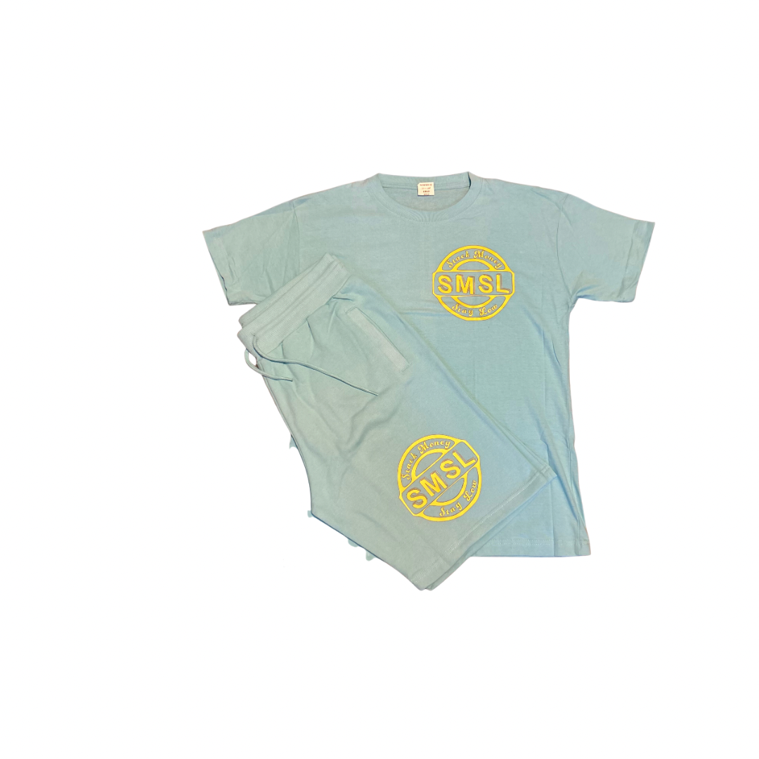 SMSL Yellow Signature Badge- Cotton T- Shirt & Shorts Set