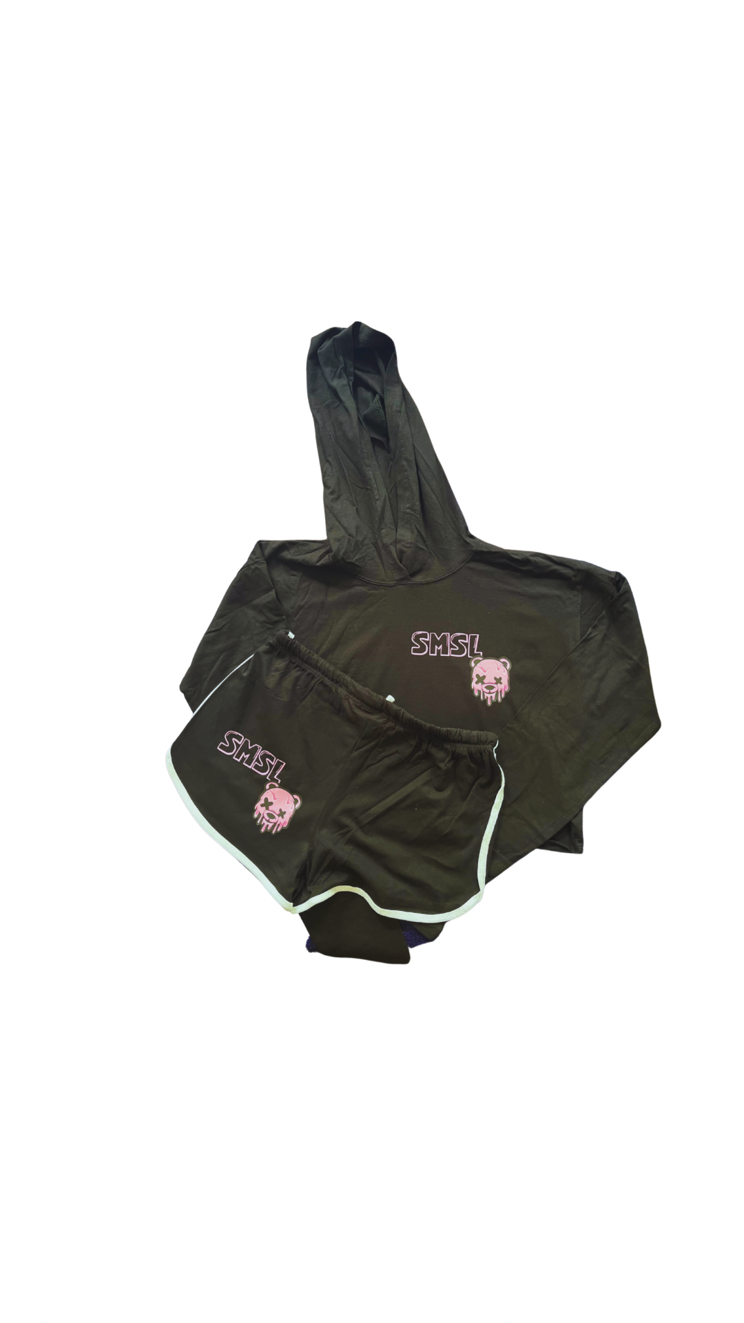 SMSL Drippy Pink Bear: Women’s Crop Top & Booty Shorts Set