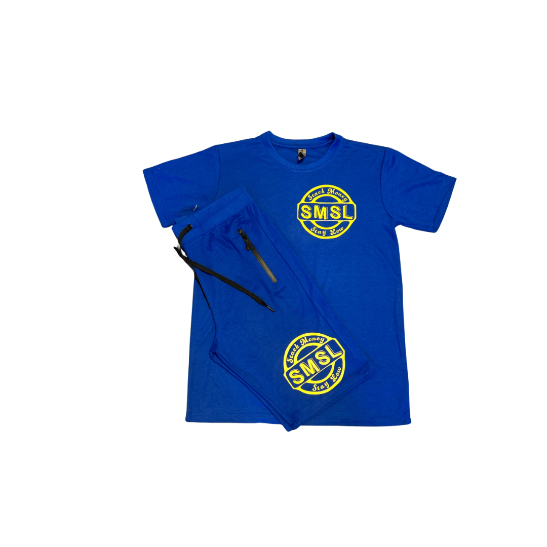 SMSL Yellow Signature Badge- Tech T- Shirt & Shorts Set